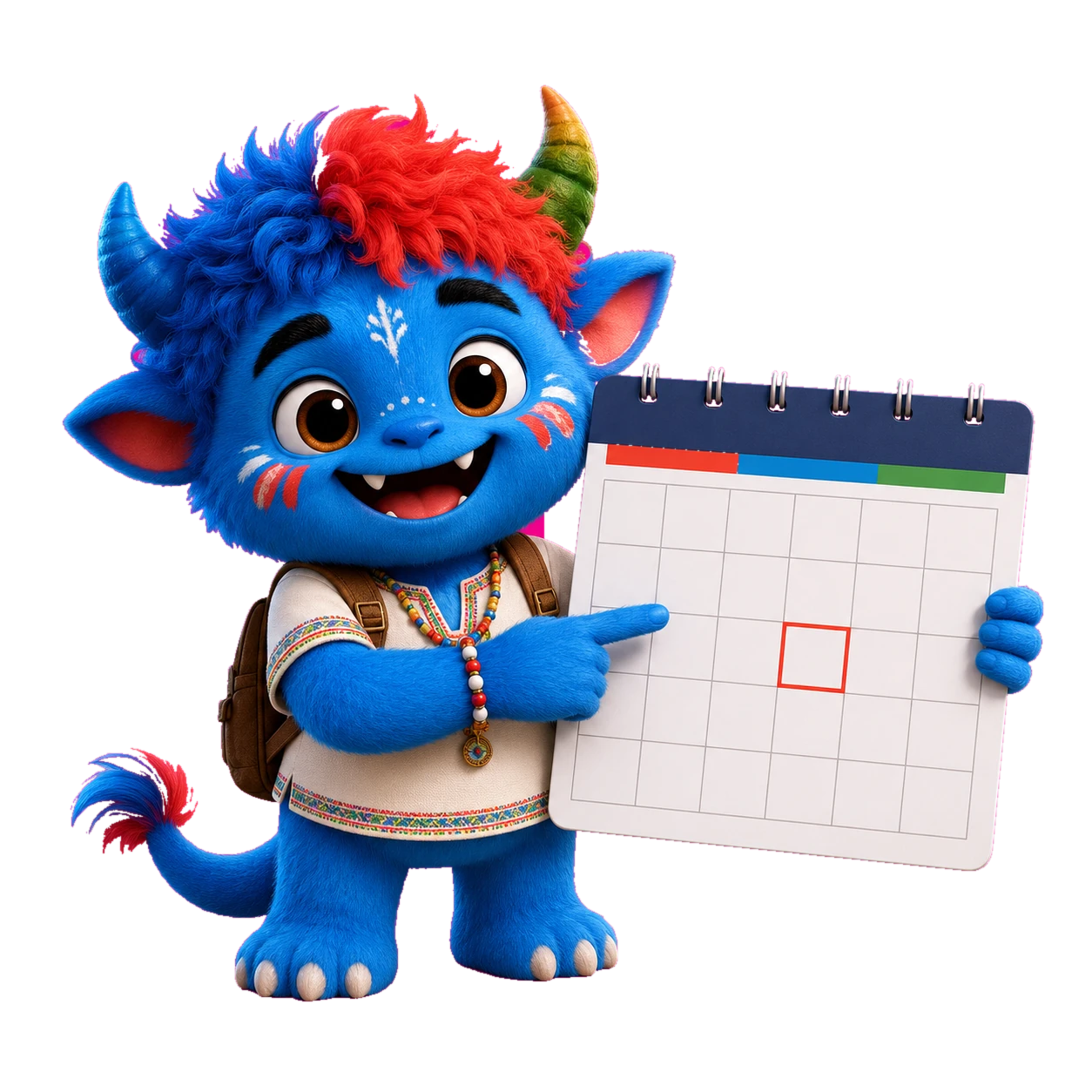 Milo mostrando el calendario